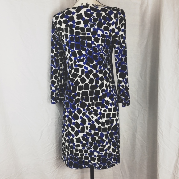 Lily Long Sleeved Black/Blue/White Dress Sz Small - Picture 5 of 5